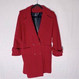 Vintage Thunder Bay Red Wool Double Breasted Oversized Overcoat Coat 6